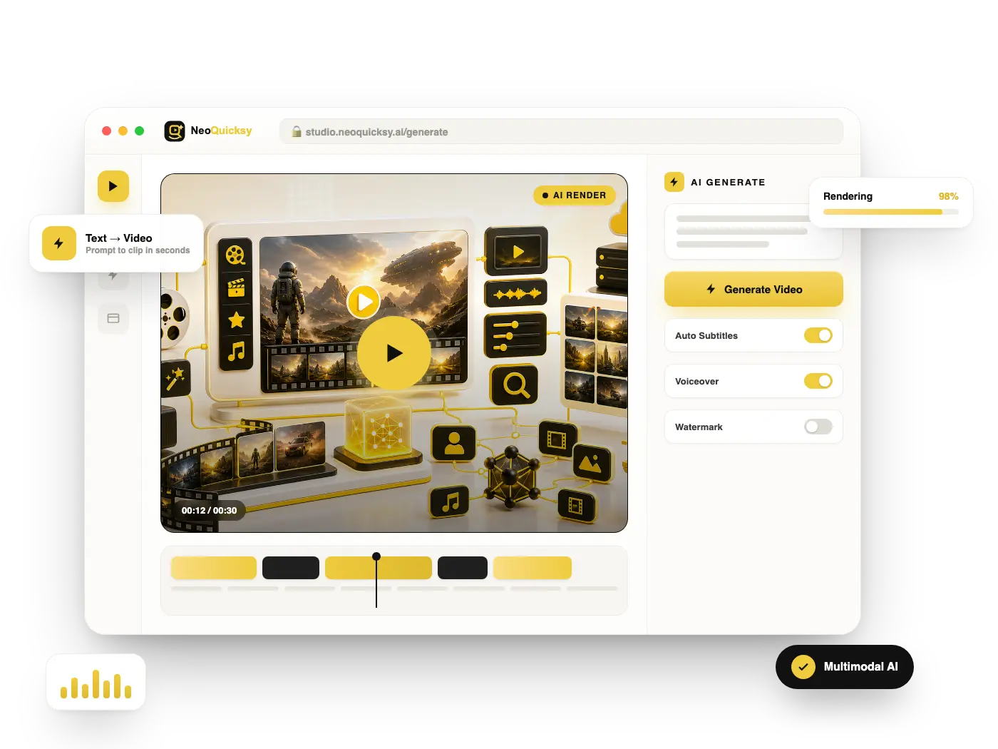 NeoQuicksy AI video studio platform interface